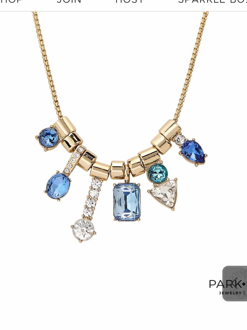 Park Lane Gold-Tone Blue and Clear Multi-Stone Pendant Necklace